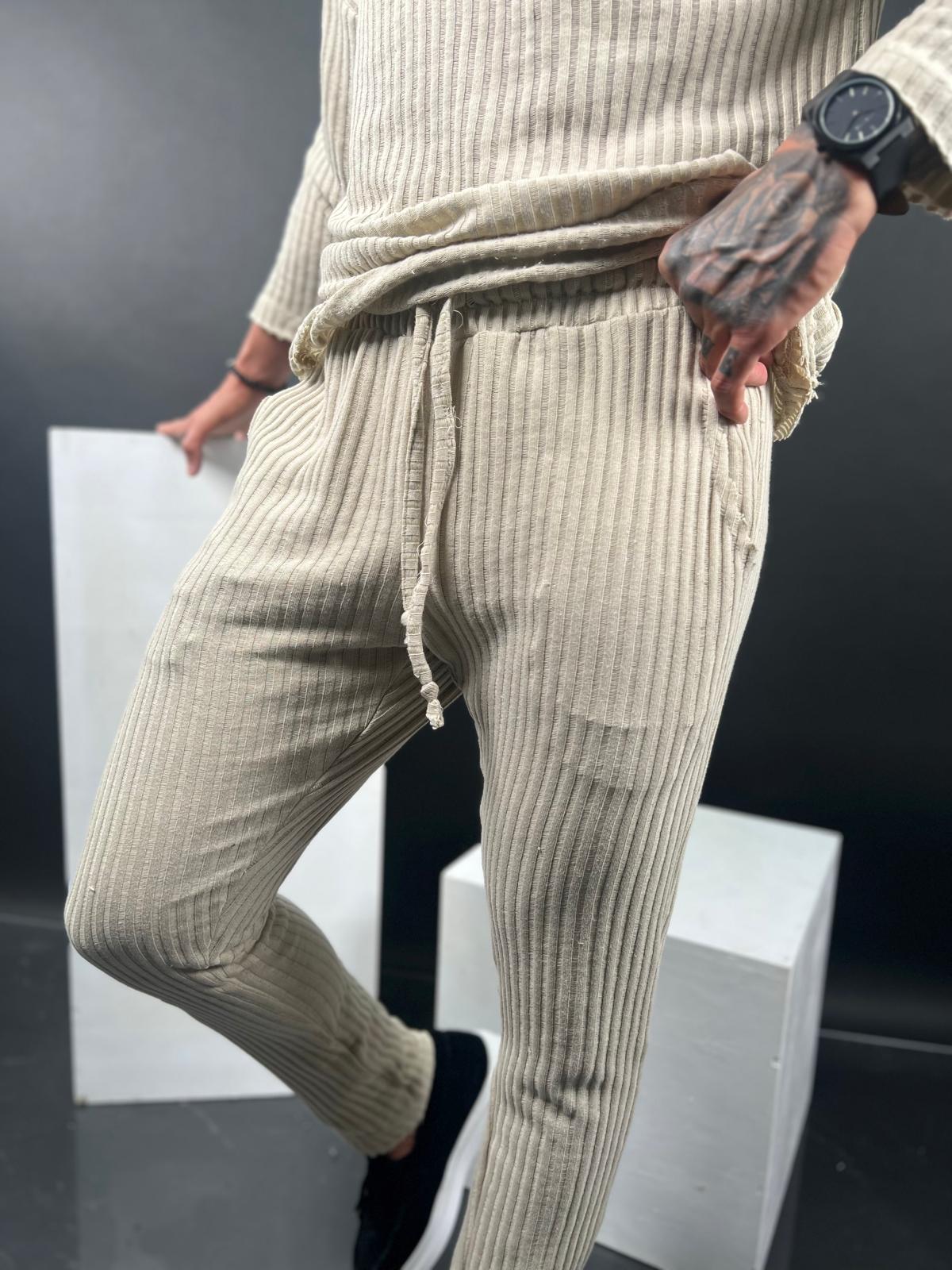 Long striped linen pants, recommended to order one size up.