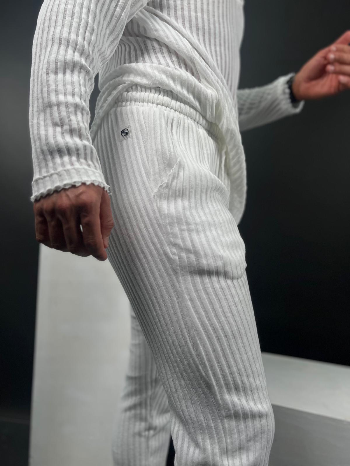 Long striped linen pants, recommended to order one size up.