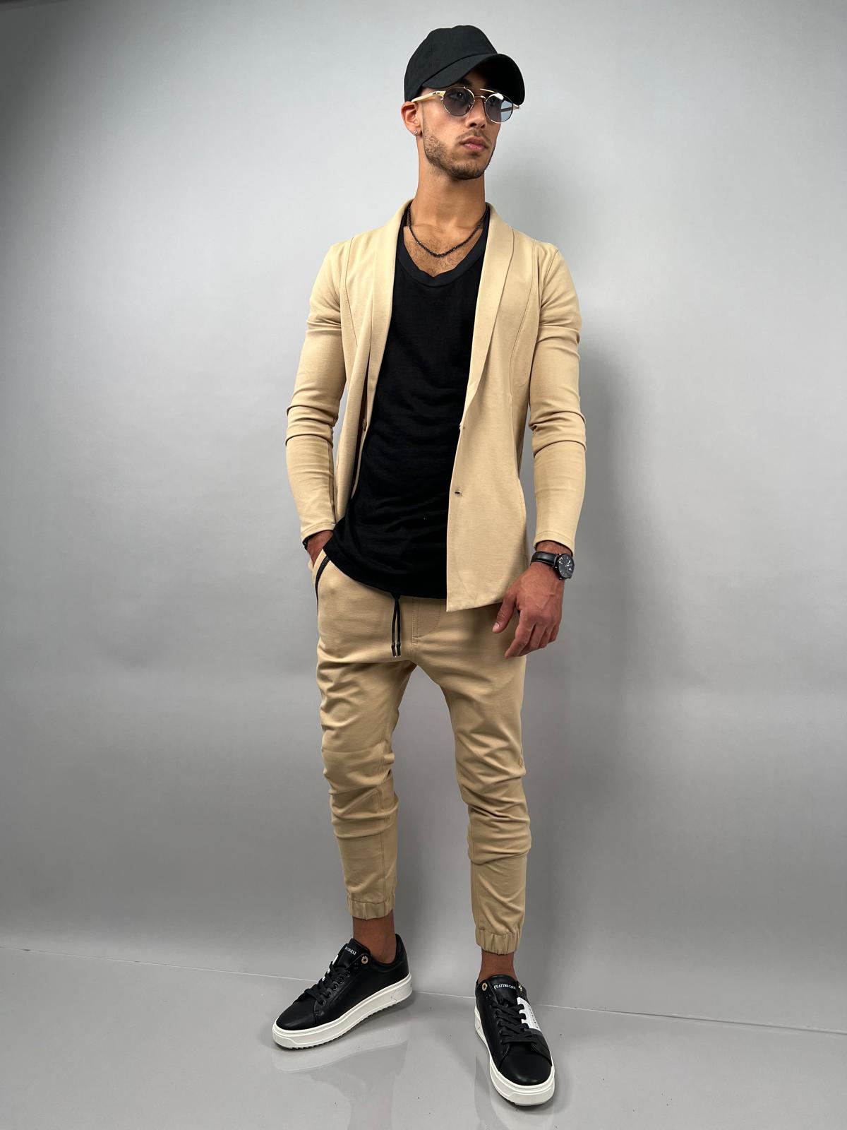Jersey Lycra Joggers with Zipper Accents JS-692