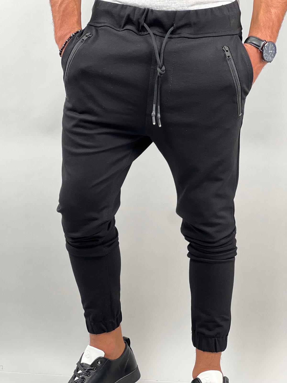 Jersey Lycra Joggers with Zipper Accents JS-692