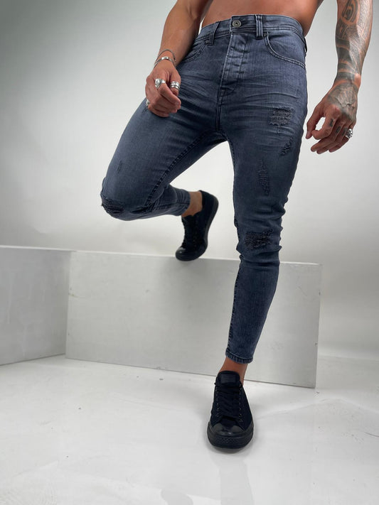 Distressed Dark Gray Skinny Jeans – S-165