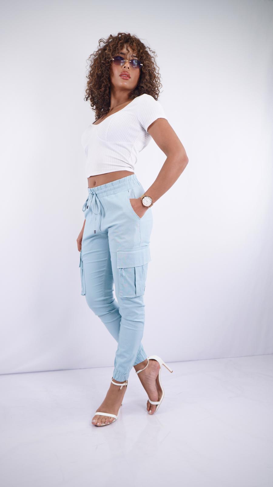 UC-01 – Unisex Linen-Lycra Cargo Jogger Pants with Side Pockets & Elastic Hem