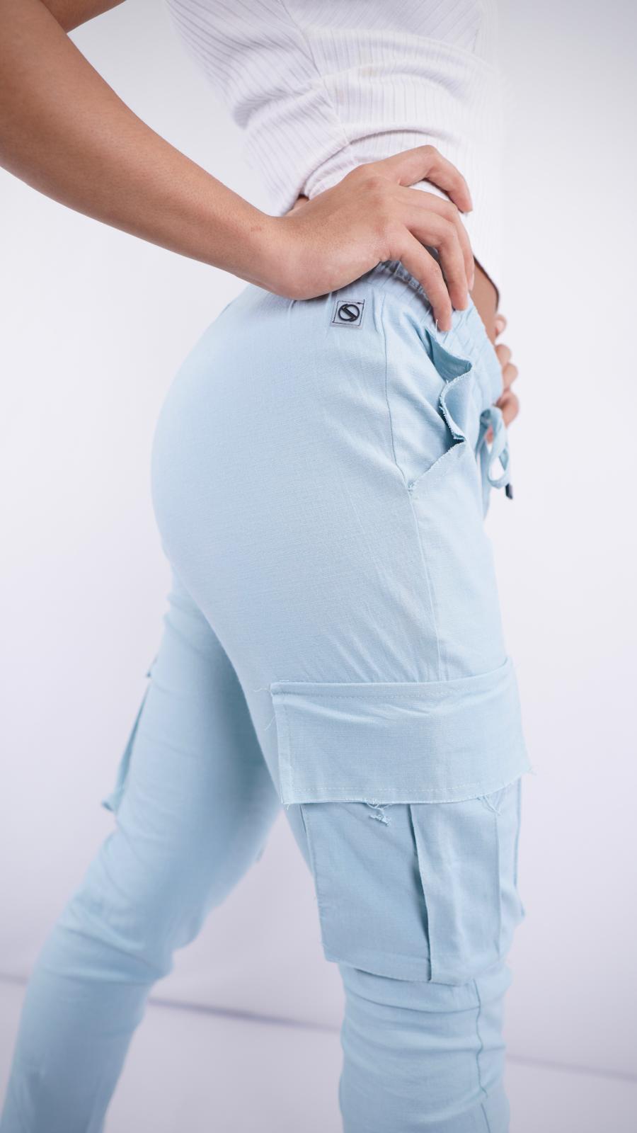 UC-01 – Unisex Linen-Lycra Cargo Jogger Pants with Side Pockets & Elastic Hem