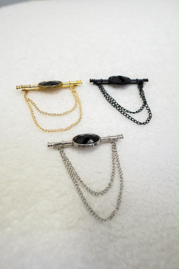 Luxury Black Diamond Collar Chain Brooch - Premium Shirt Jewelry