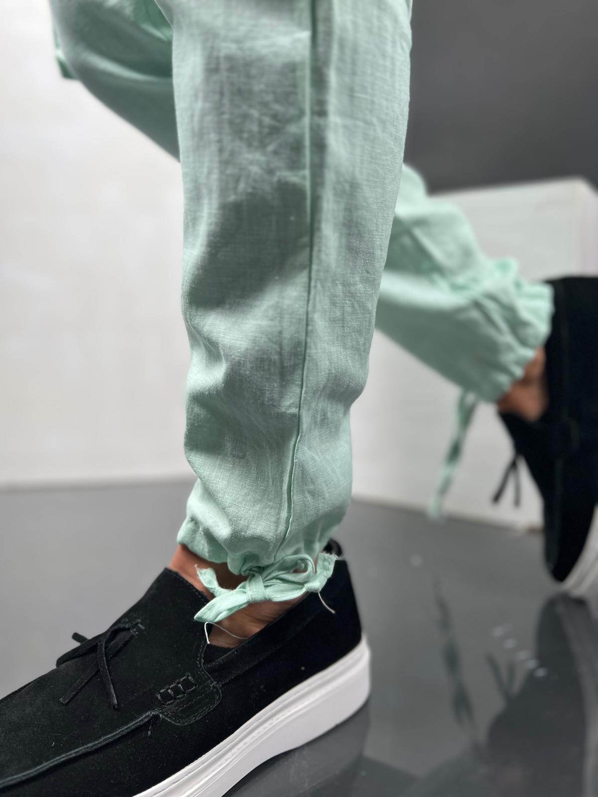 Mens Linen Cargo Pants