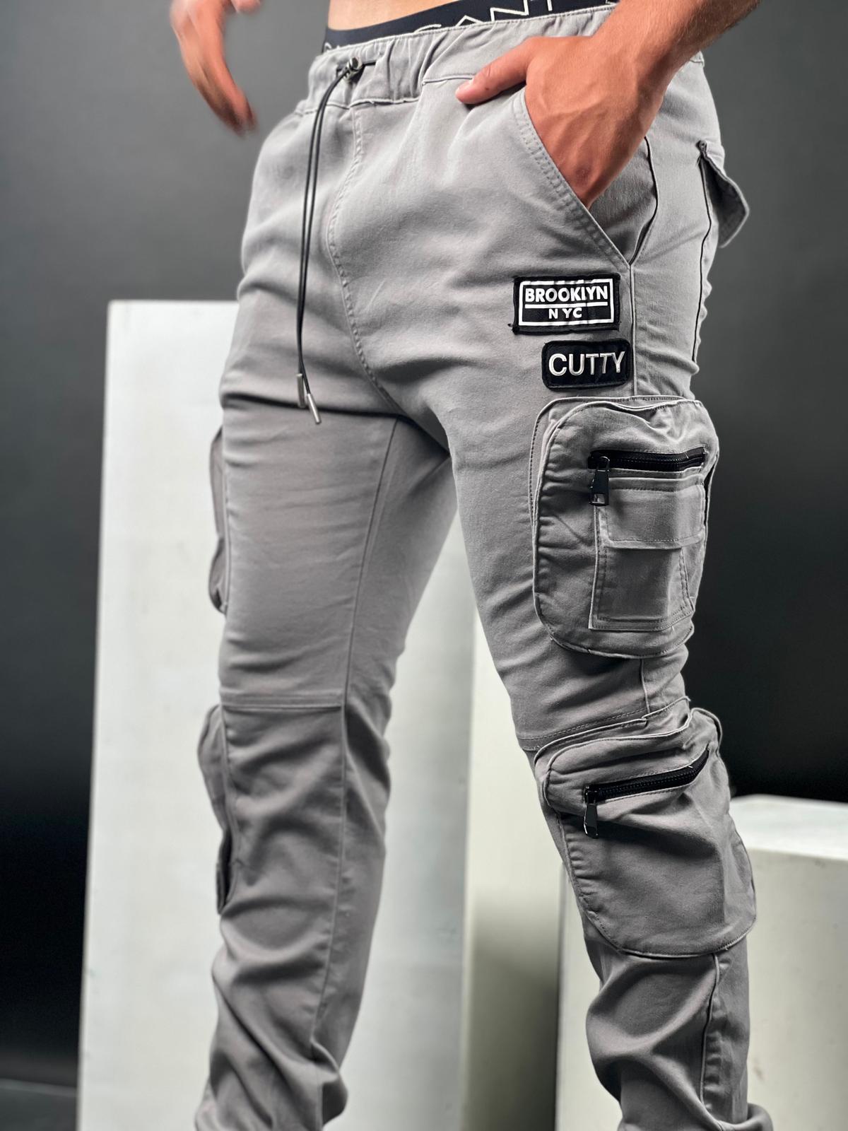 מכנסי קרגו Brooklyn Patch, אפור -BNS-69