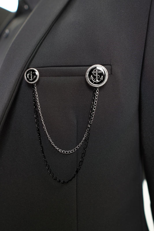 SWAG69 men's suit accessories - lapel pin, suit chain, and collar pin guide