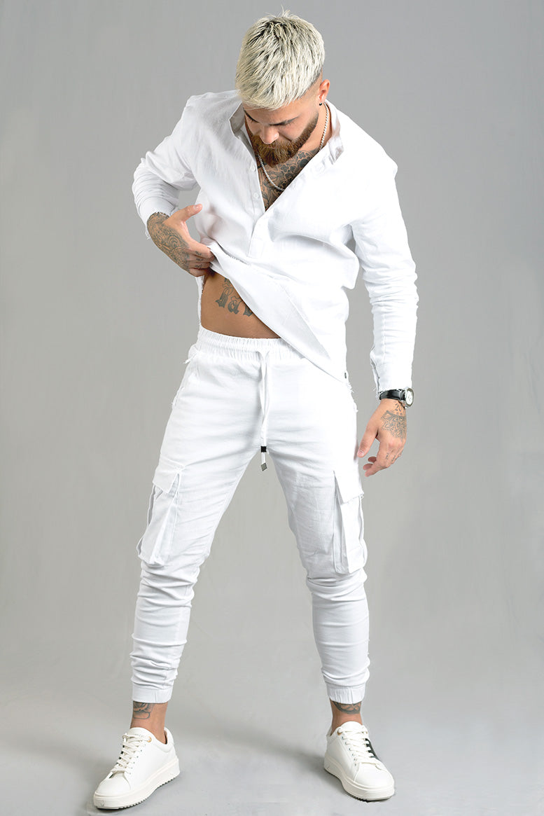 Linen Lycra Chinese Half-Button Shirt – Oversized & Stylish
