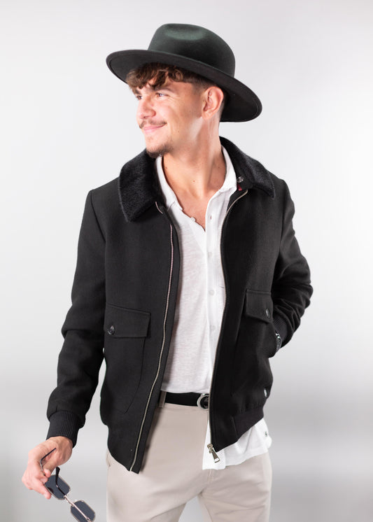Wool Coat with Fur Combination