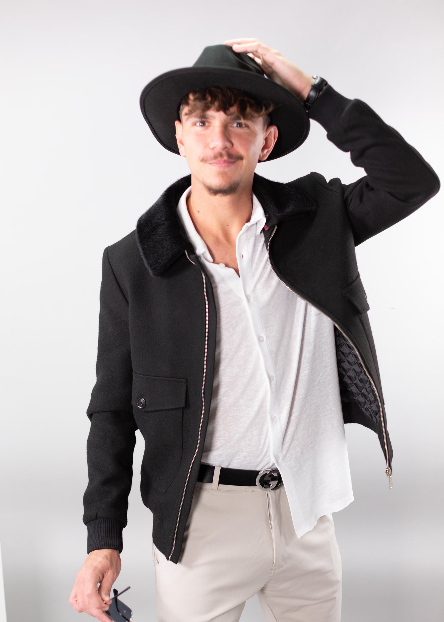Wool Coat with Fur Combination