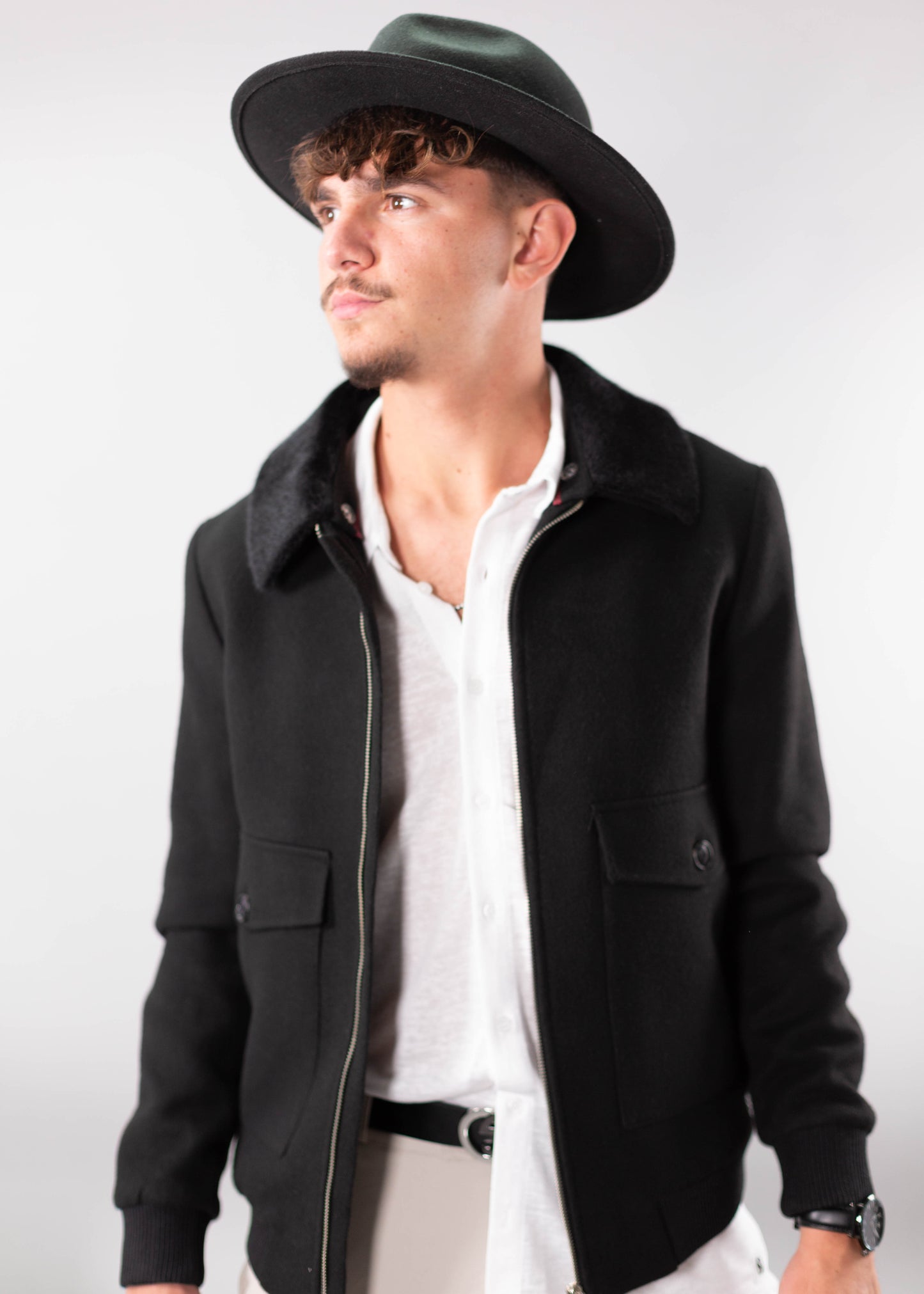 Wool Coat with Fur Combination