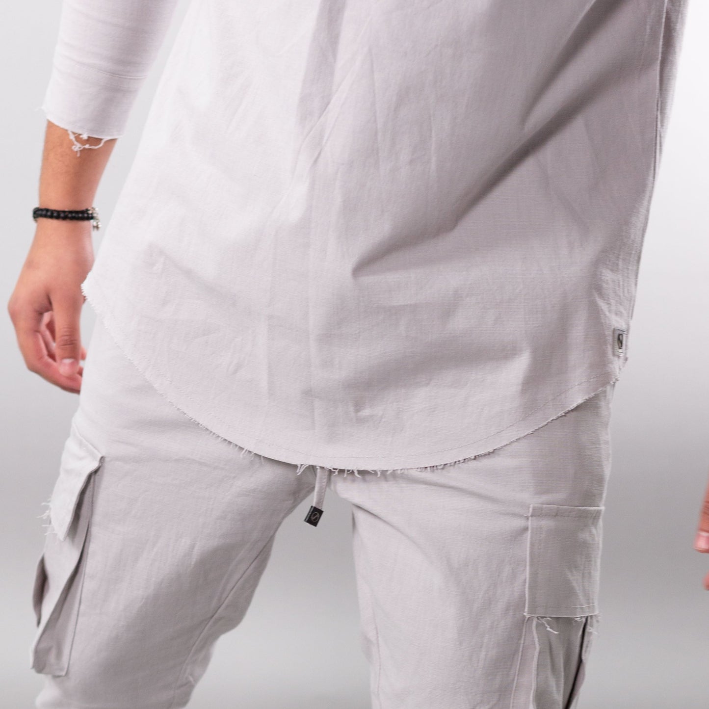 Linen Lycra Chinese Half-Button Shirt – Oversized & Stylish