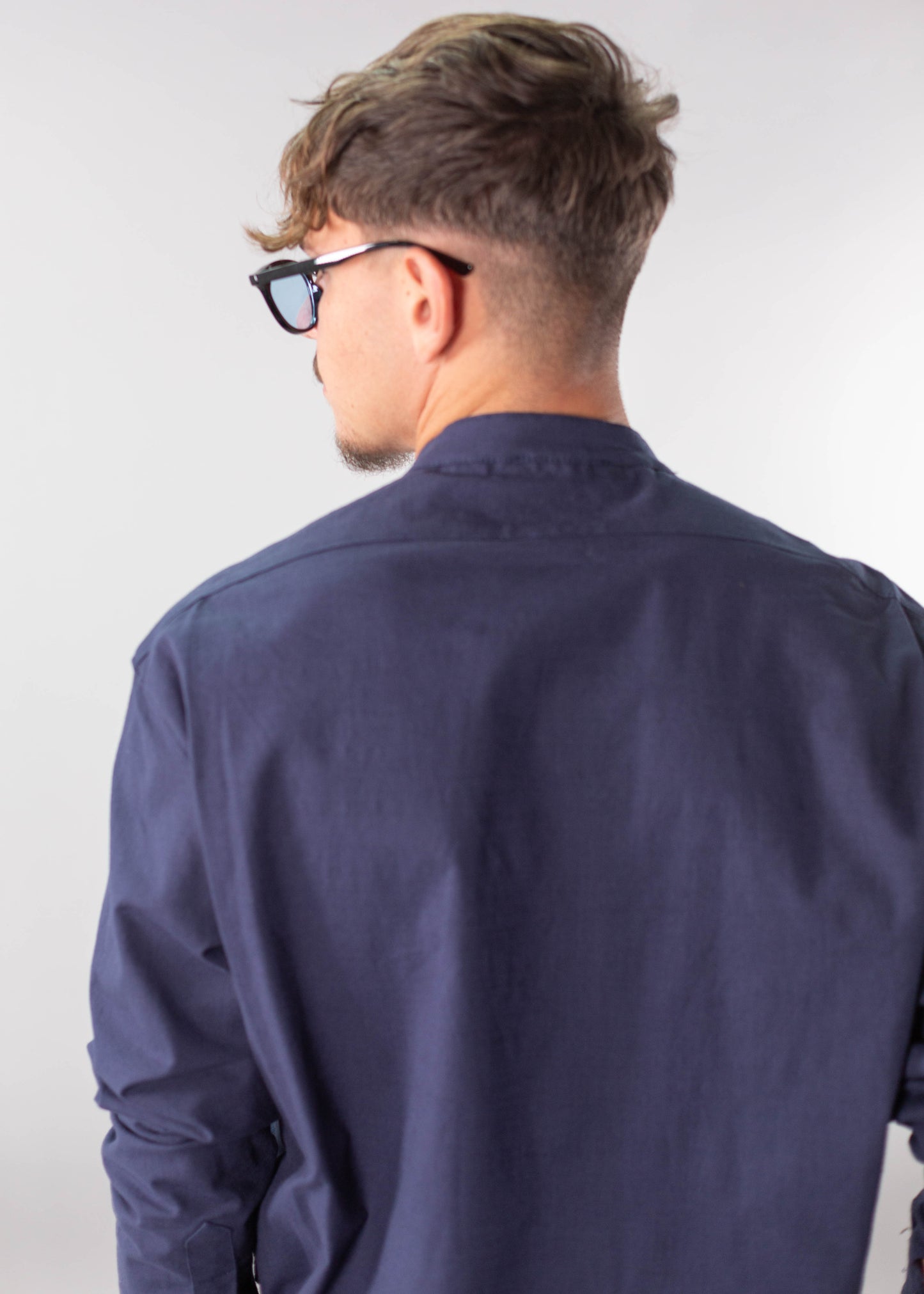 Linen Lycra Chinese Half-Button Shirt – Oversized & Stylish