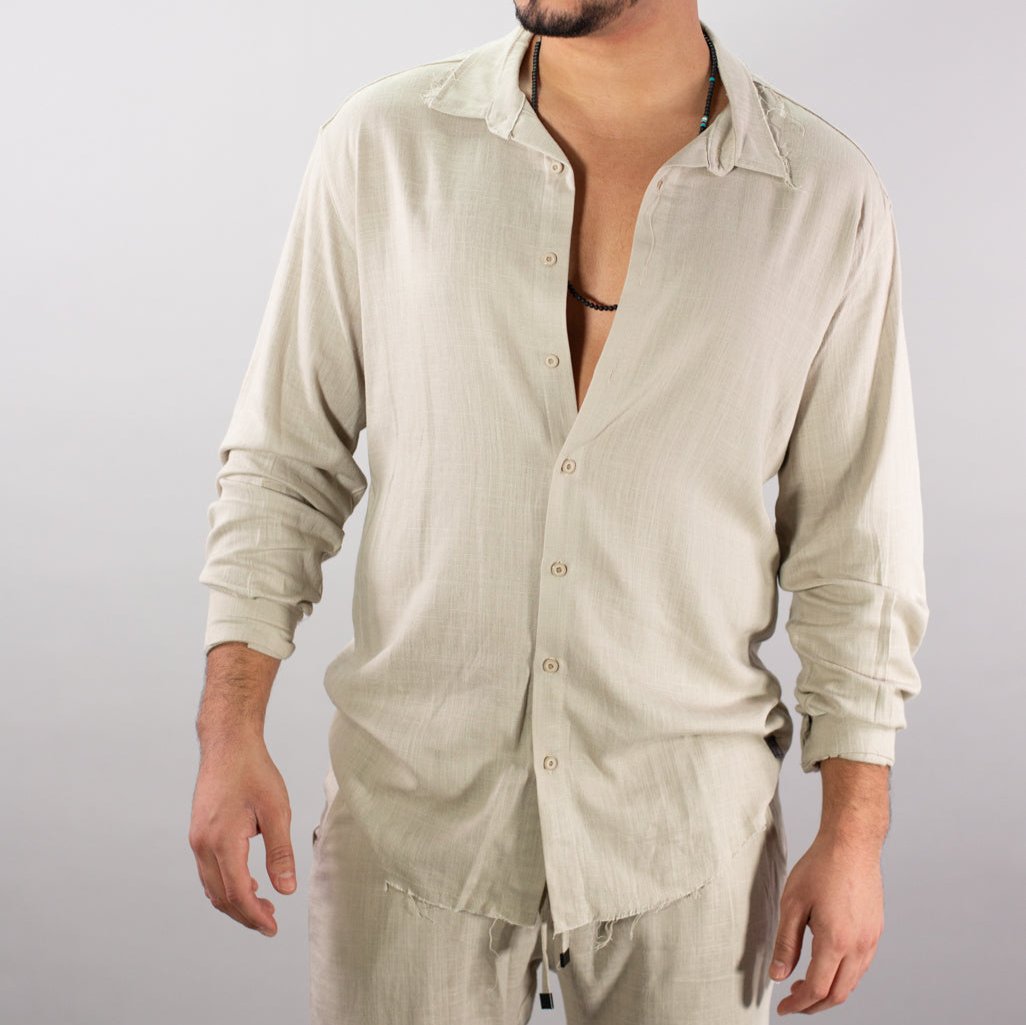 Linen Button-Up Shirt with Long Sleeves - Ward Collection