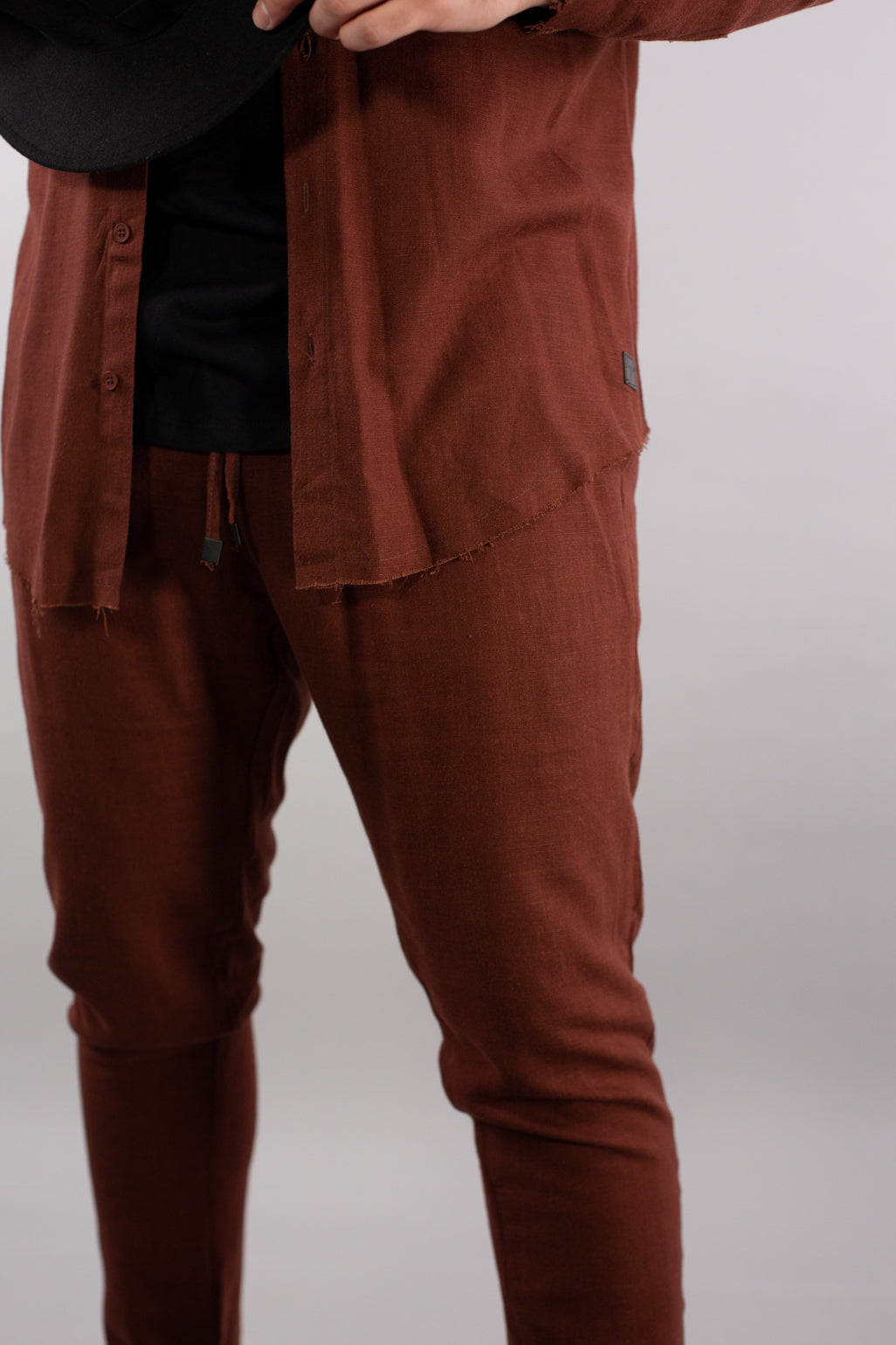 SWAG69 linen trousers for men - elastic drawstring waistband