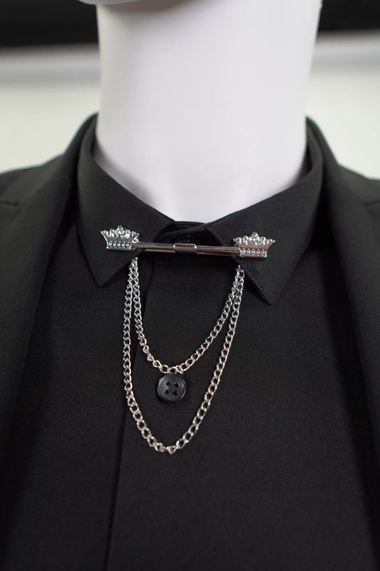 Swag69 Crown Royal Silver Collar Pin & Multi-Chain Accessory