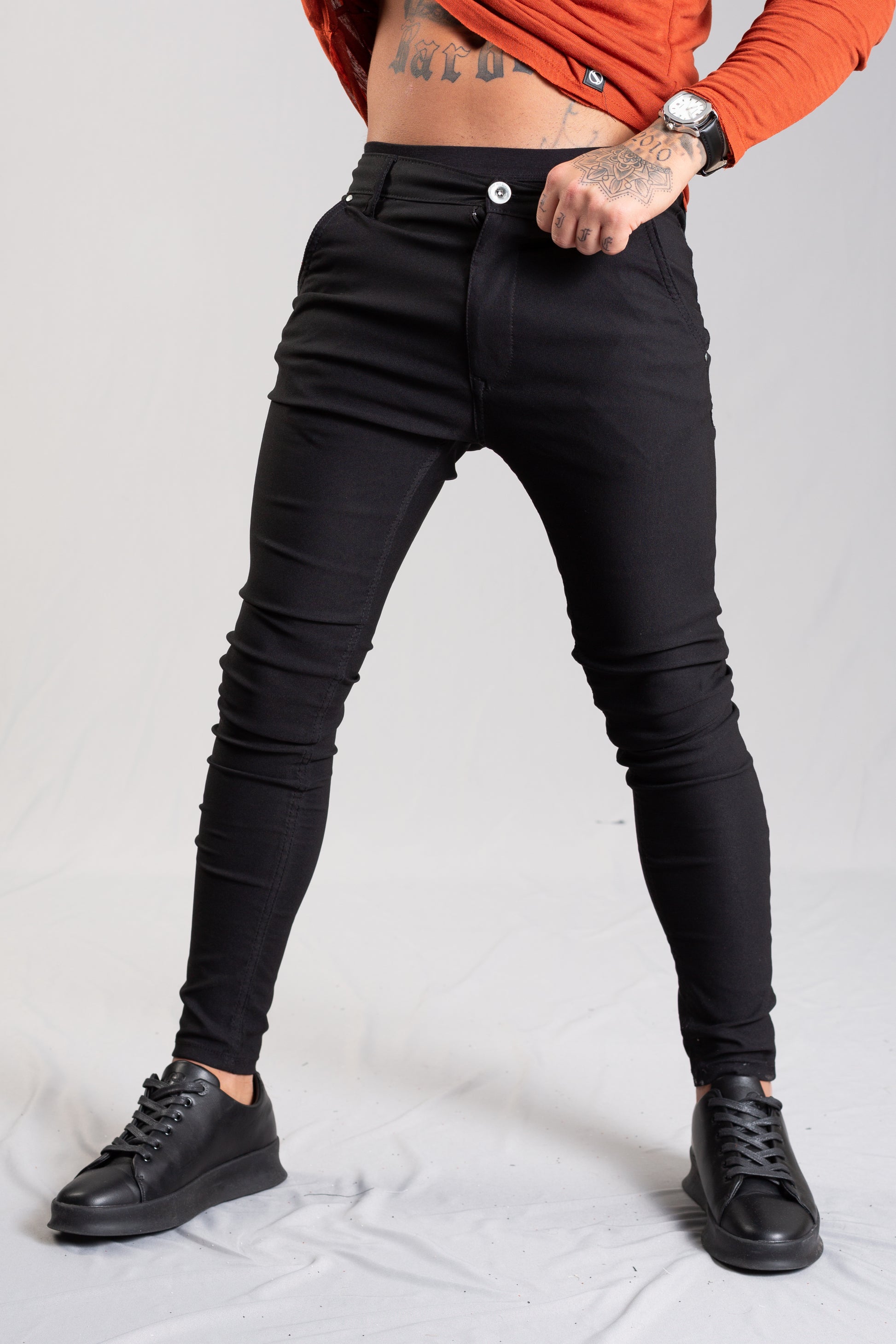 SWAG69 Michael elegant stretch pants, Silver & Black/Black - photo 2