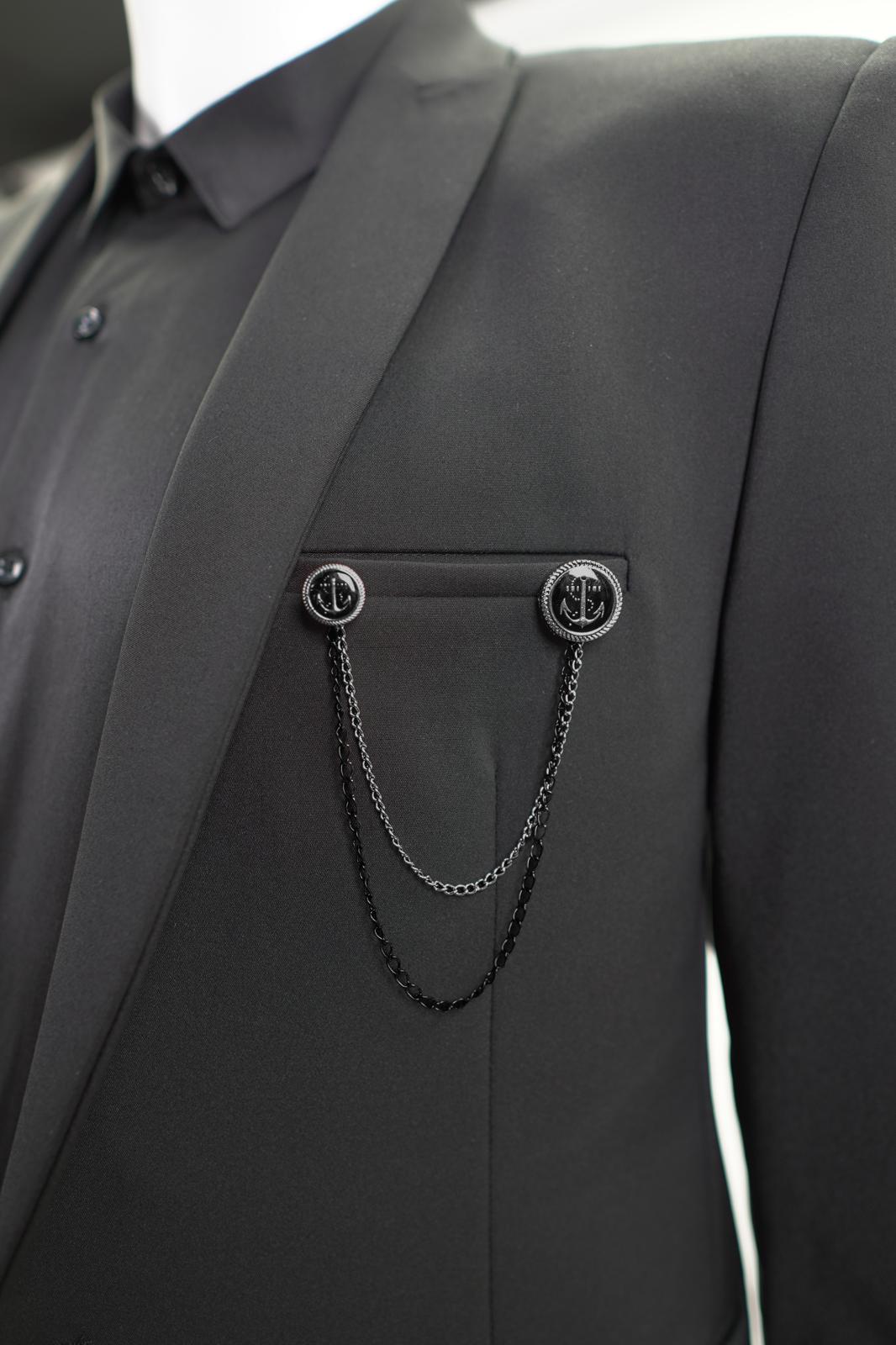 Swag69 Dual-Chain Anchor Lapel Pin & Brooch for Suits – Luxury Men’s Formal & Streetwear Accessory