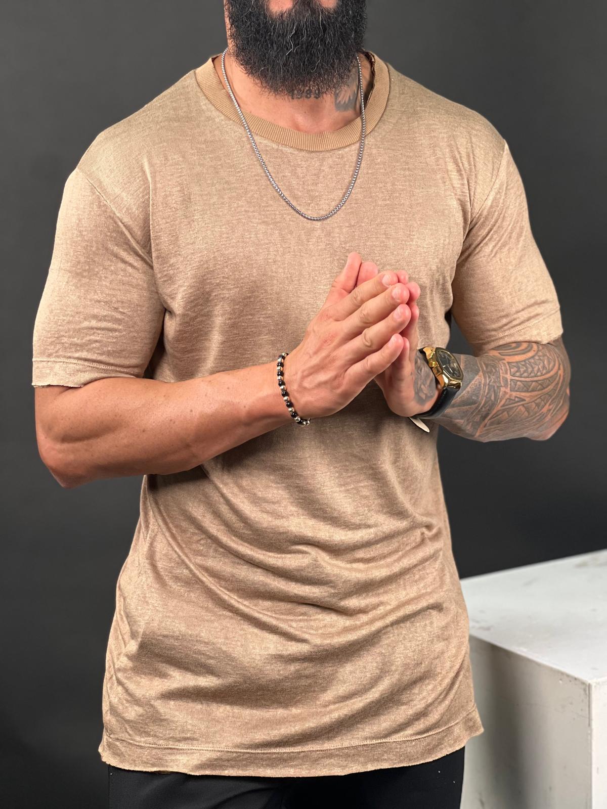 SWAG69 smooth linen shirt with distressed finish, Black and Beige, photo 13