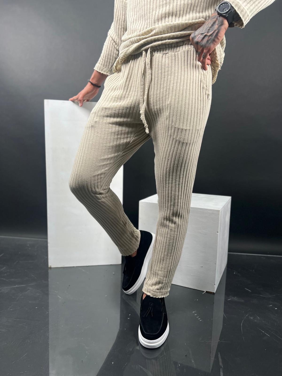 Long striped linen pants, recommended to order one size up.