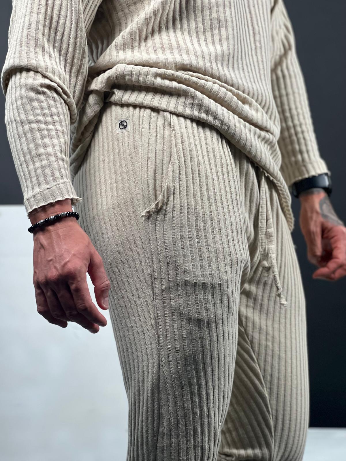 Long striped linen pants, recommended to order one size up.