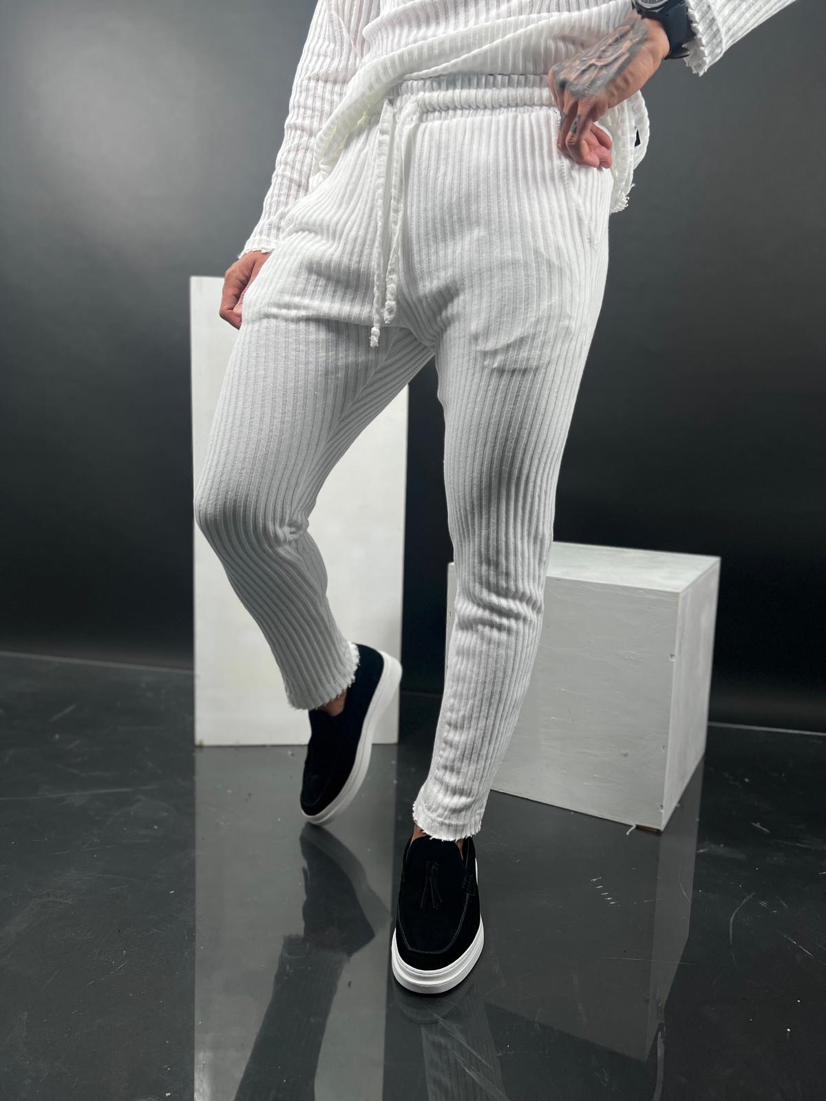 Long striped linen pants, recommended to order one size up.