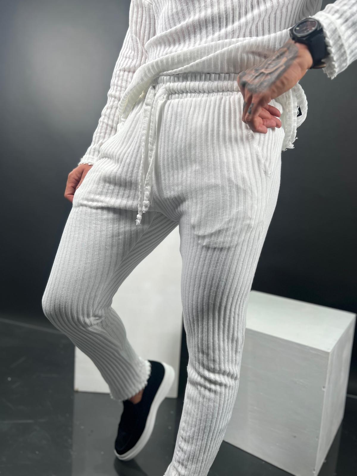 Long striped linen pants, recommended to order one size up.