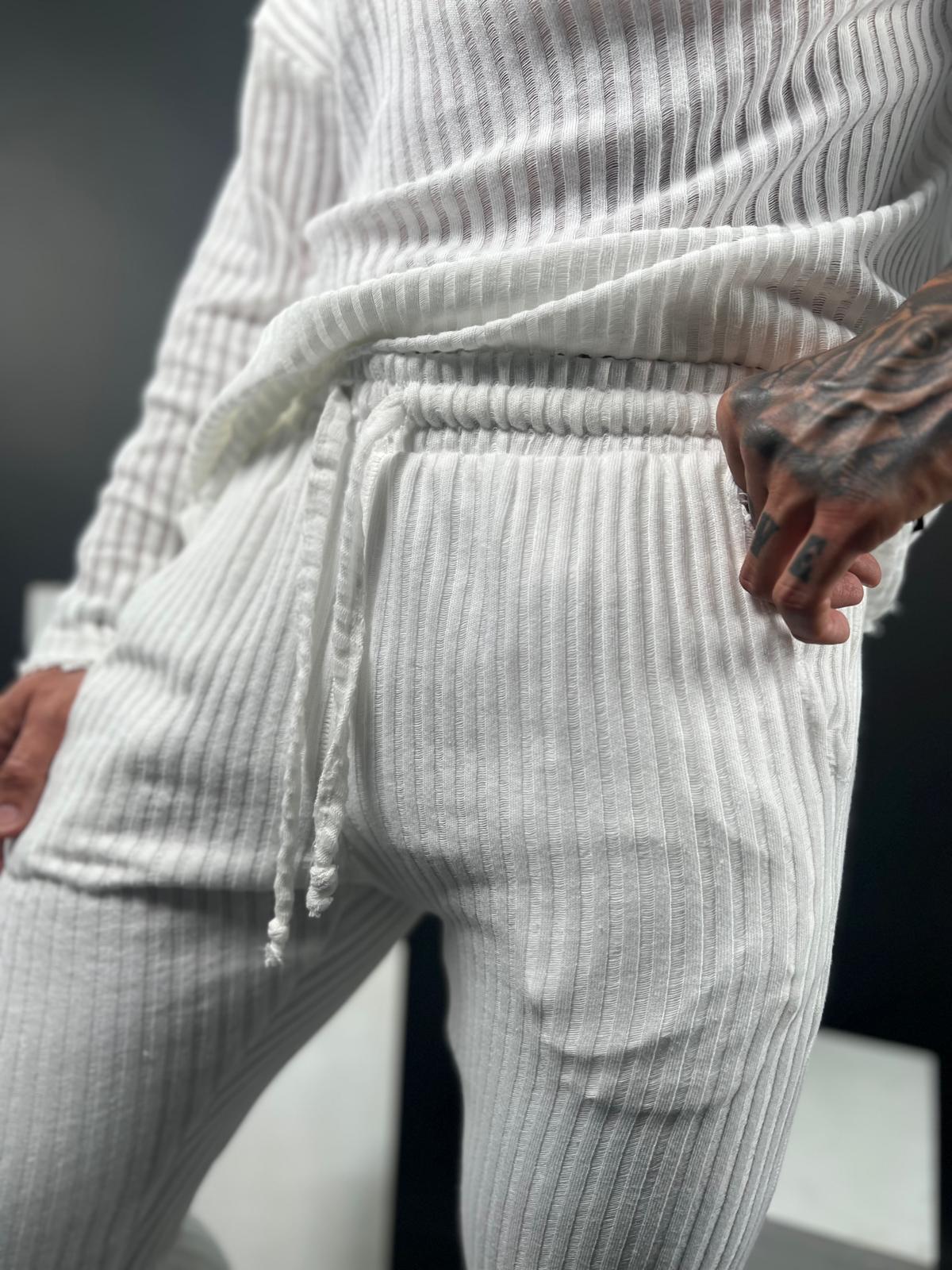 Long striped linen pants, recommended to order one size up.