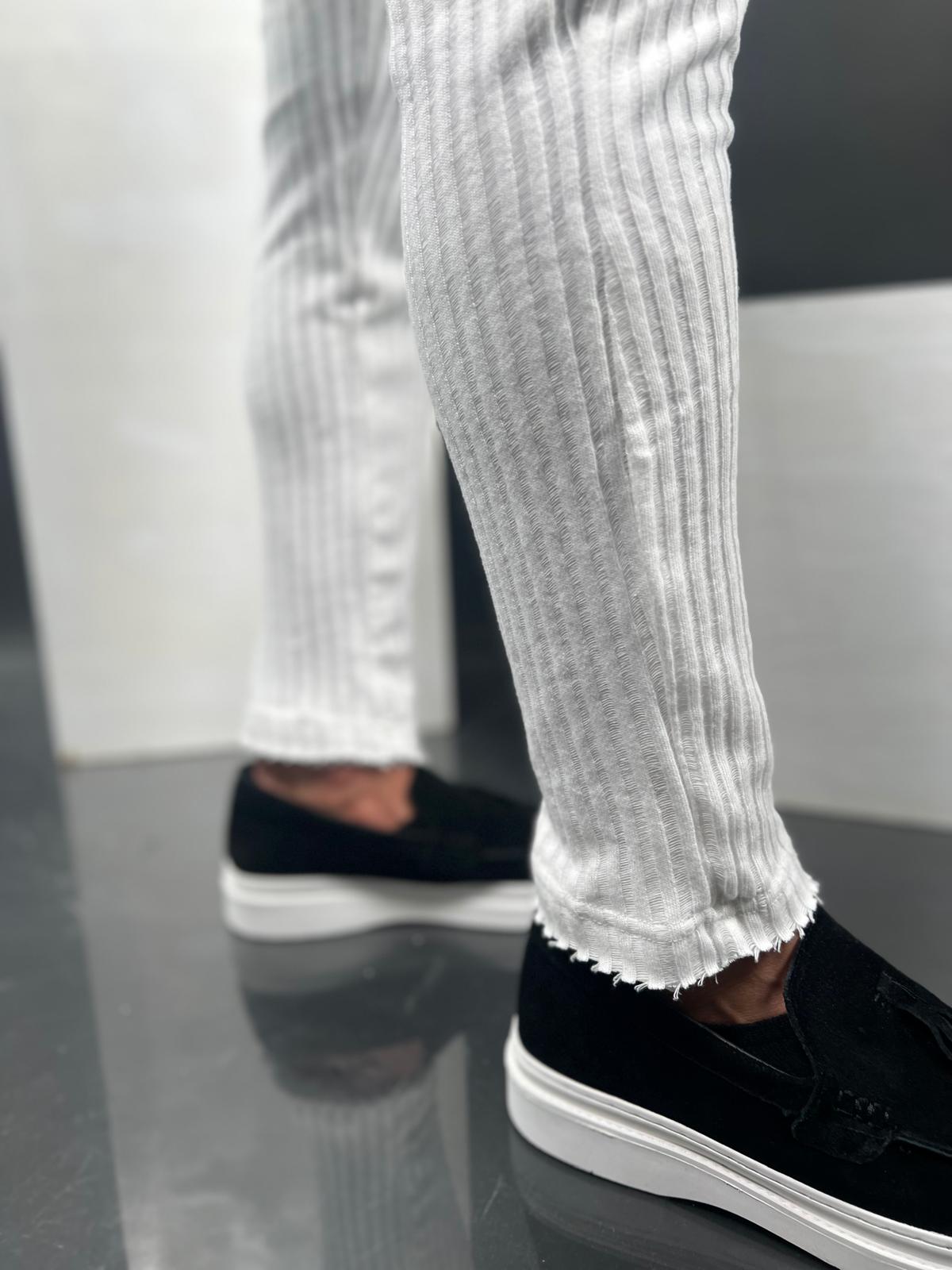 Long striped linen pants, recommended to order one size up.