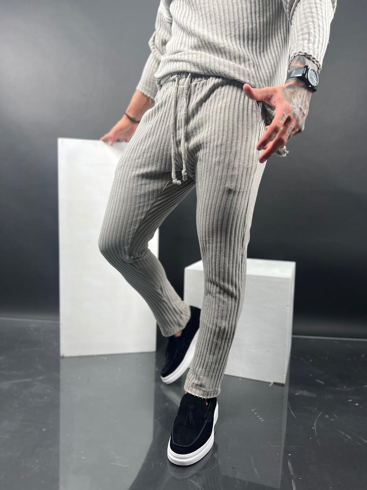 Long striped linen pants, recommended to order one size up.
