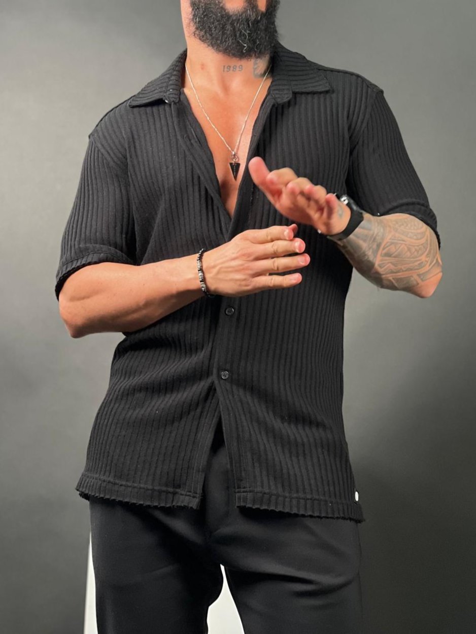 SWAG69 striped linen button-up shirt, short sleeve, photo 11