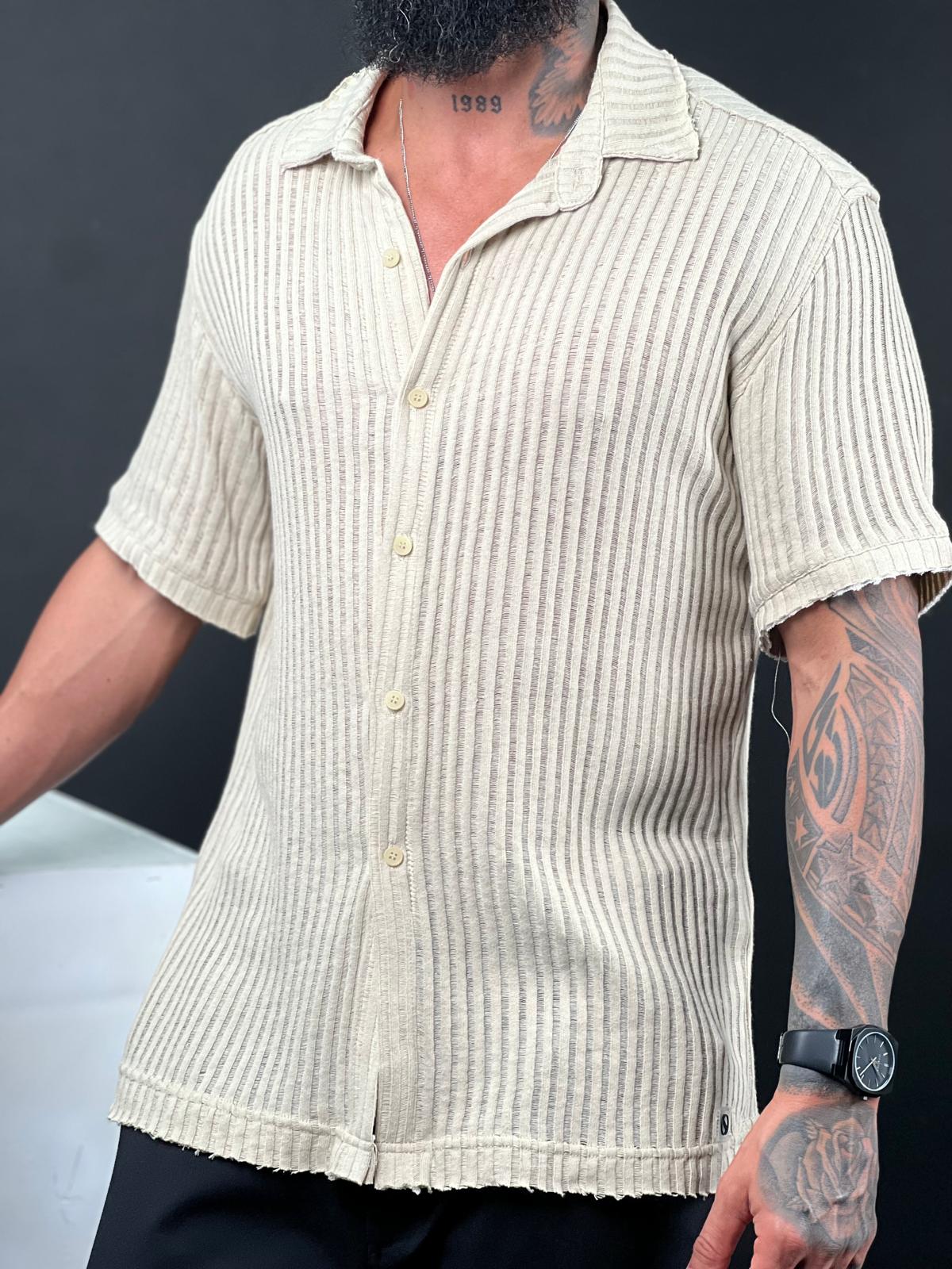 SWAG69 striped linen button-up shirt, short sleeve, photo 8