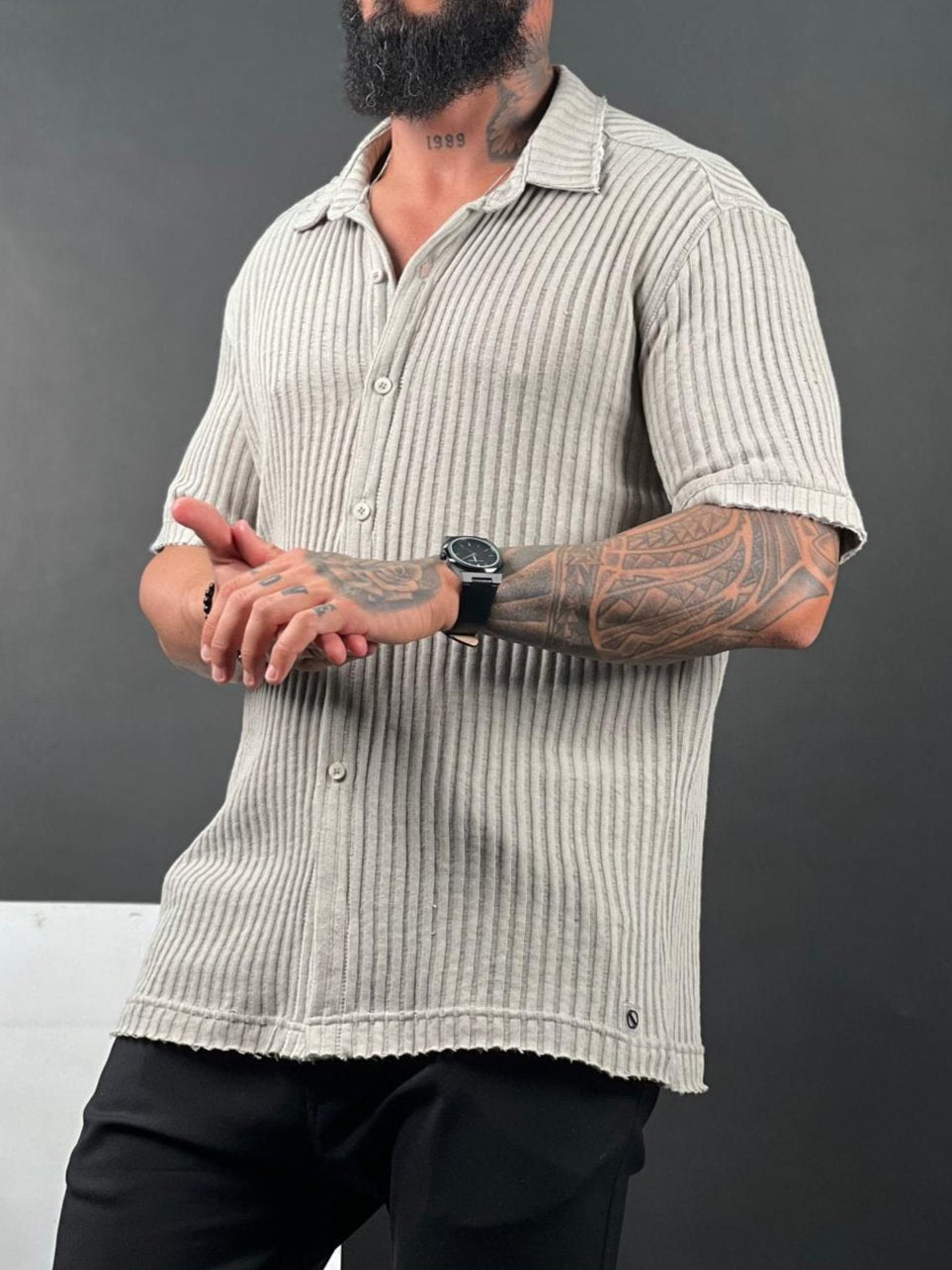 SWAG69 striped linen button-up shirt, short sleeve, photo 16
