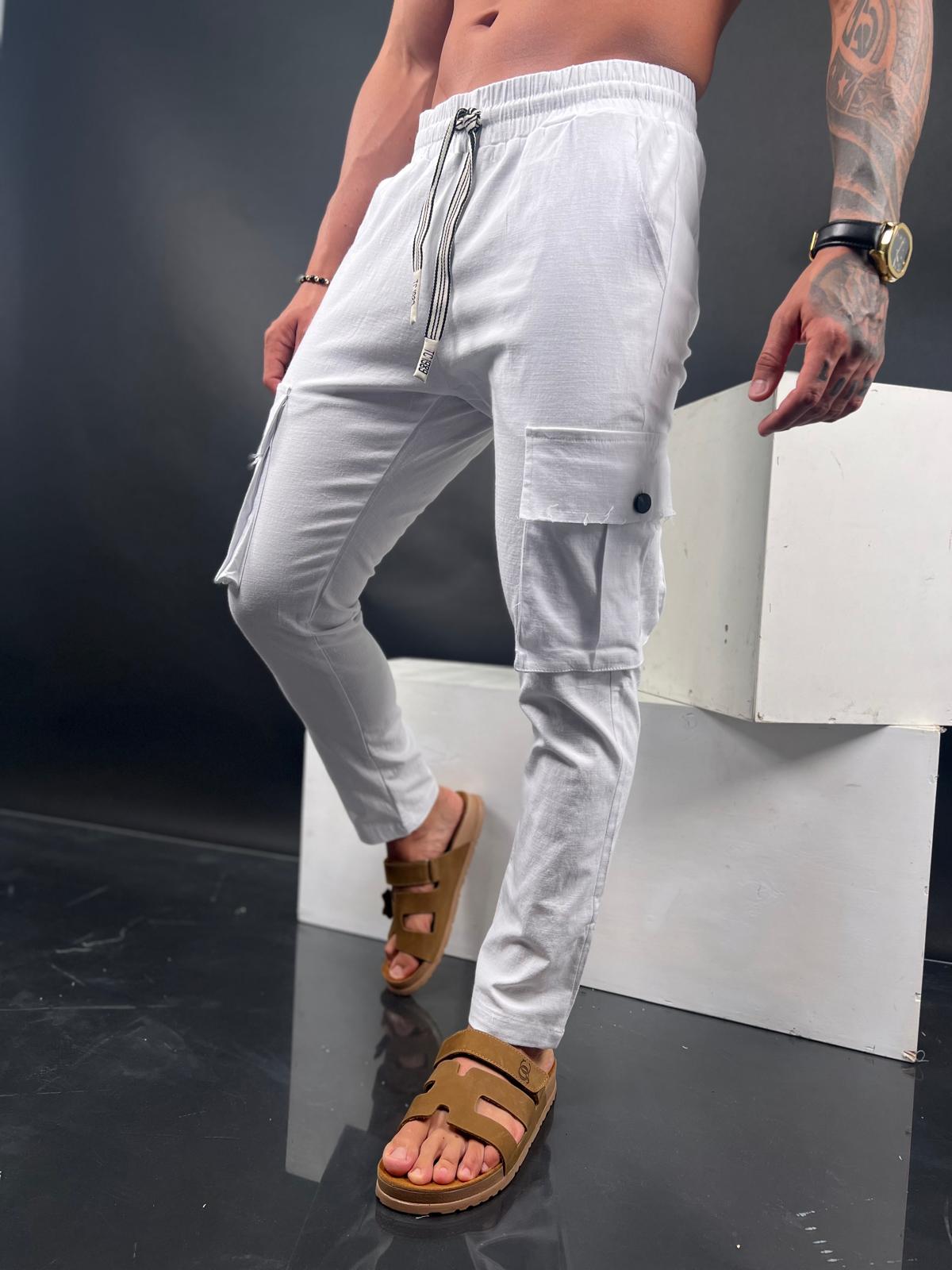SWAG69 linen-Lycra straight leg cargo pants - photo 6