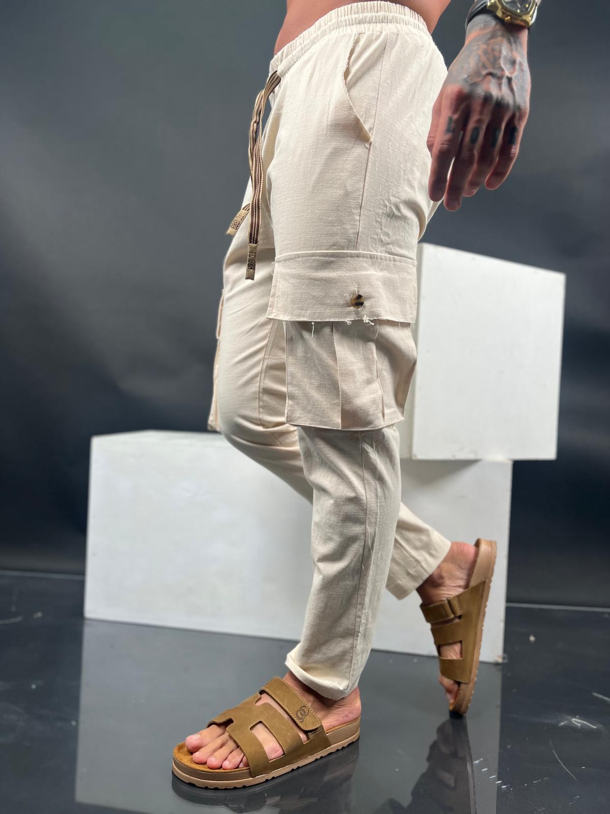 SWAG69 linen-Lycra straight leg cargo pants - photo 18