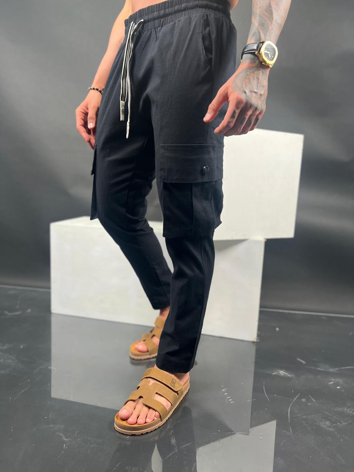SWAG69 linen-Lycra straight leg cargo pants - photo 23