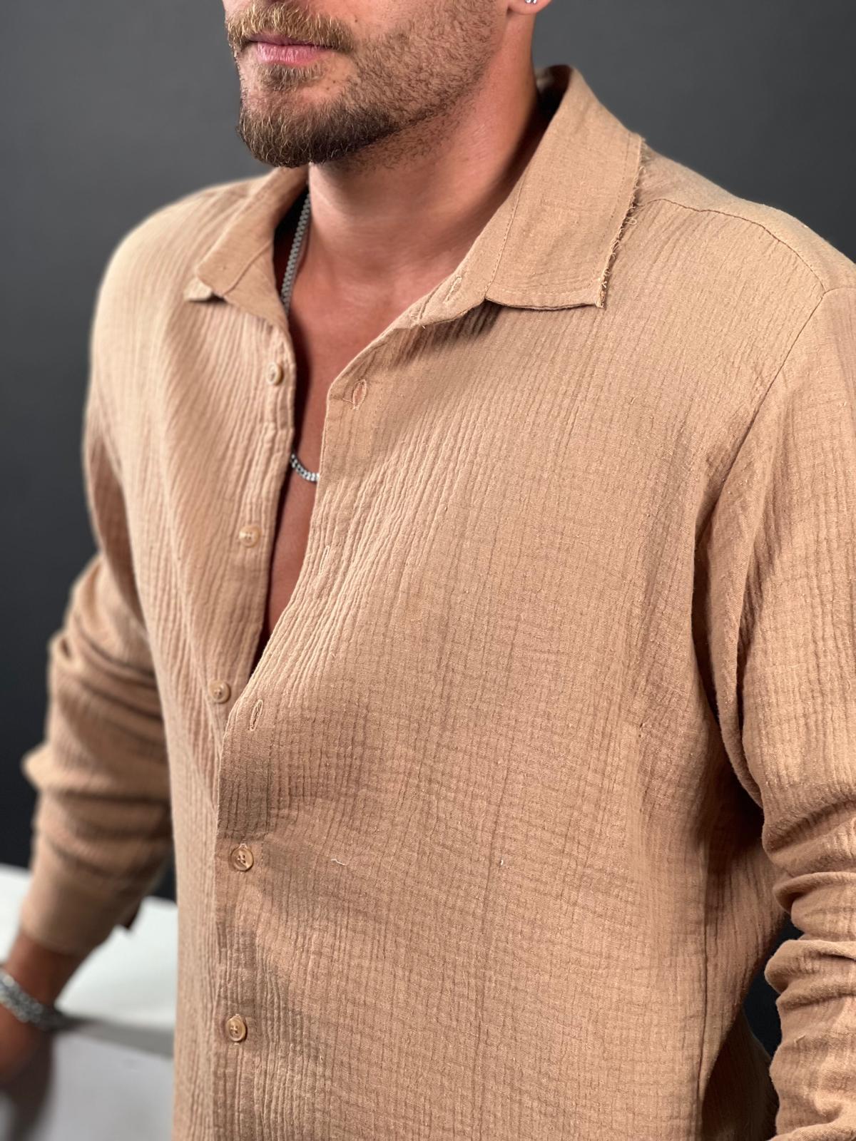 Soft linen button-up shirt with long sleeves, Soliton collection