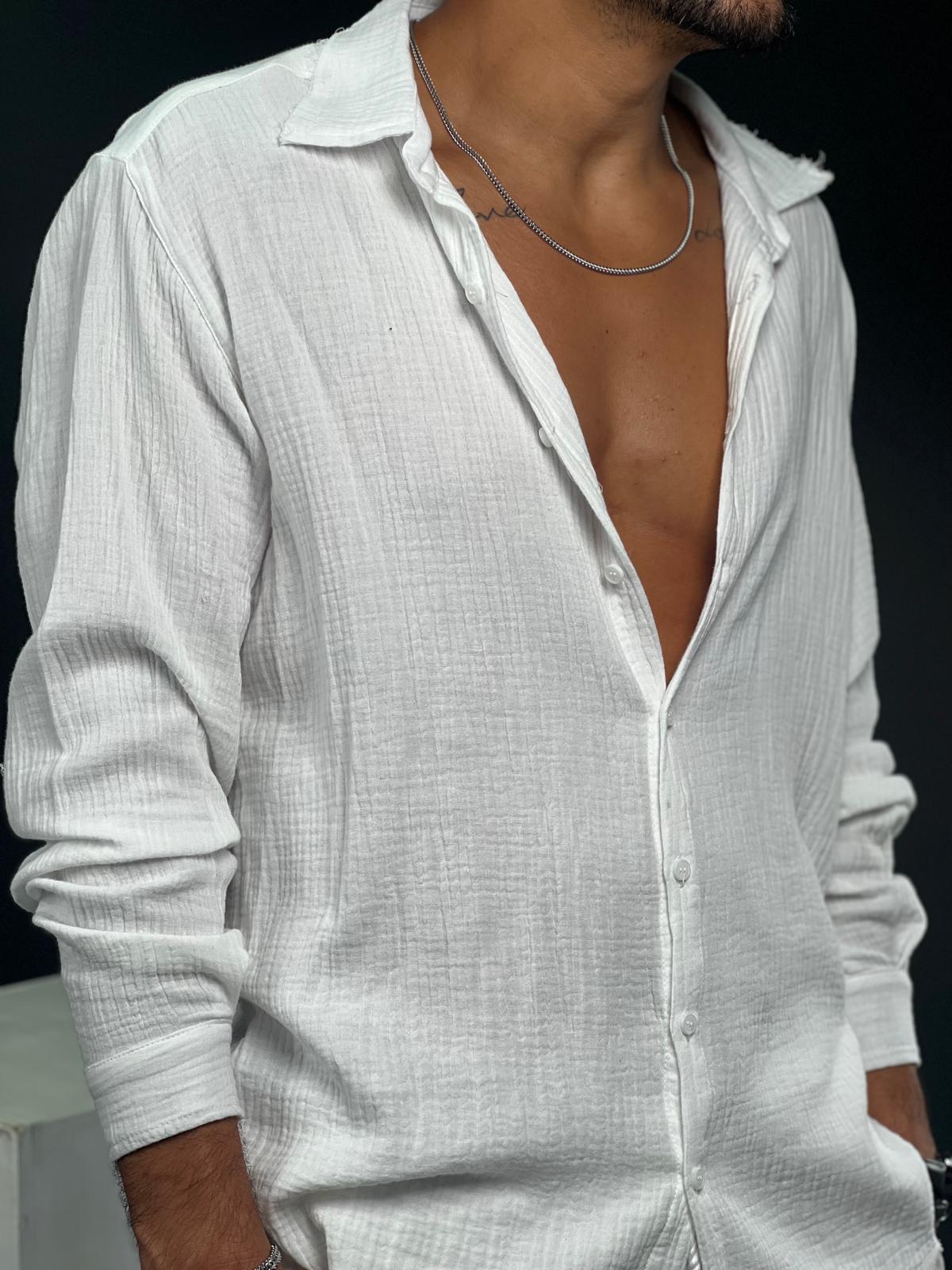 Soft linen button-up shirt with long sleeves, Soliton collection