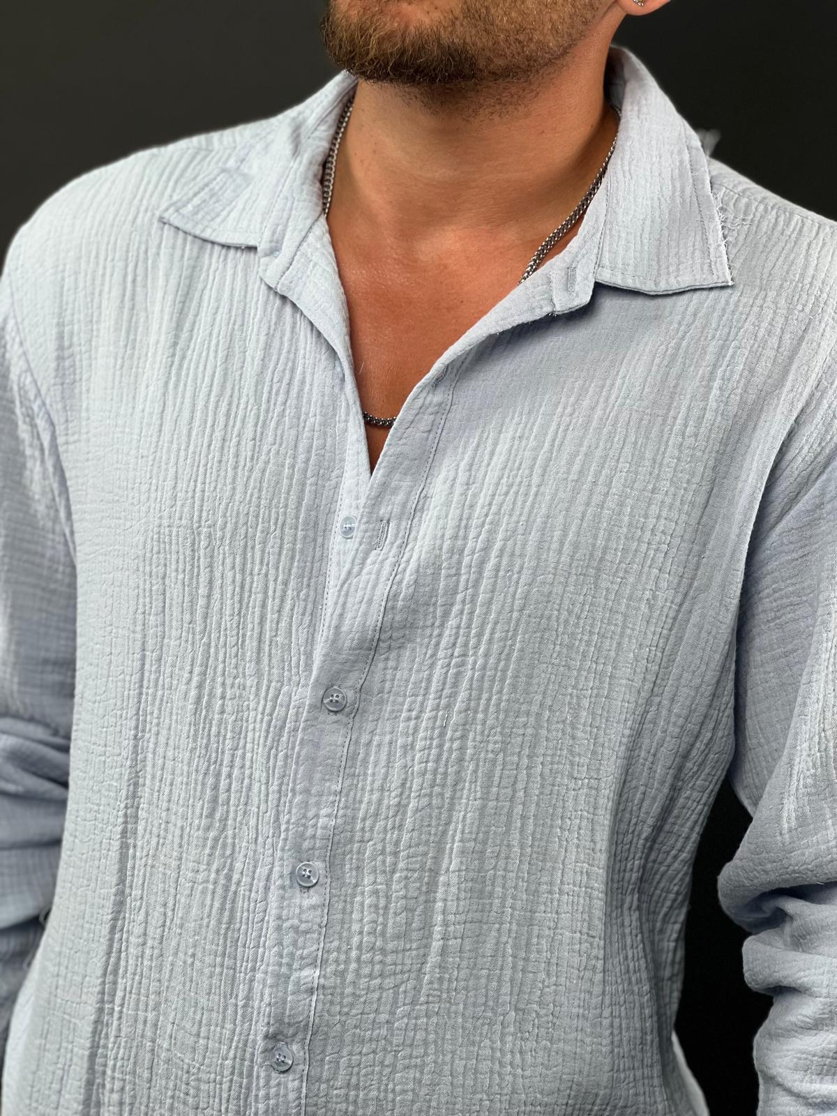 Soft linen button-up shirt with long sleeves, Soliton collection