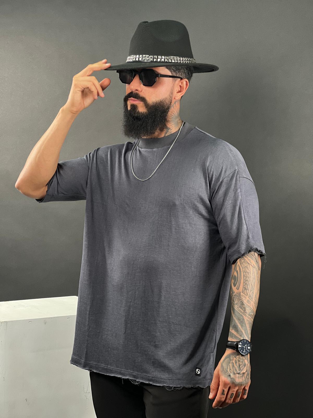 SWAG69 oversized turtleneck linen shirt, frayed hem detail, photo 3