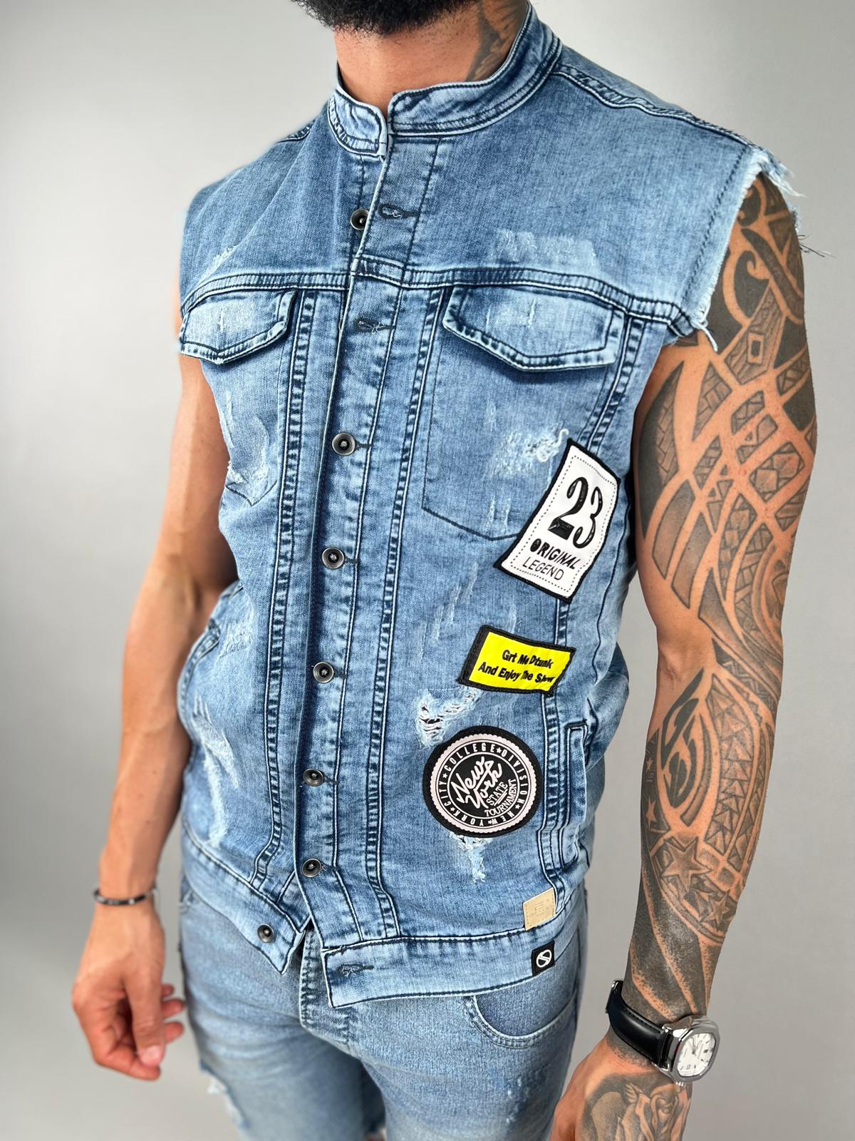 Men's Denim Vest, SWAG69 streetwear layering piece, photo 6