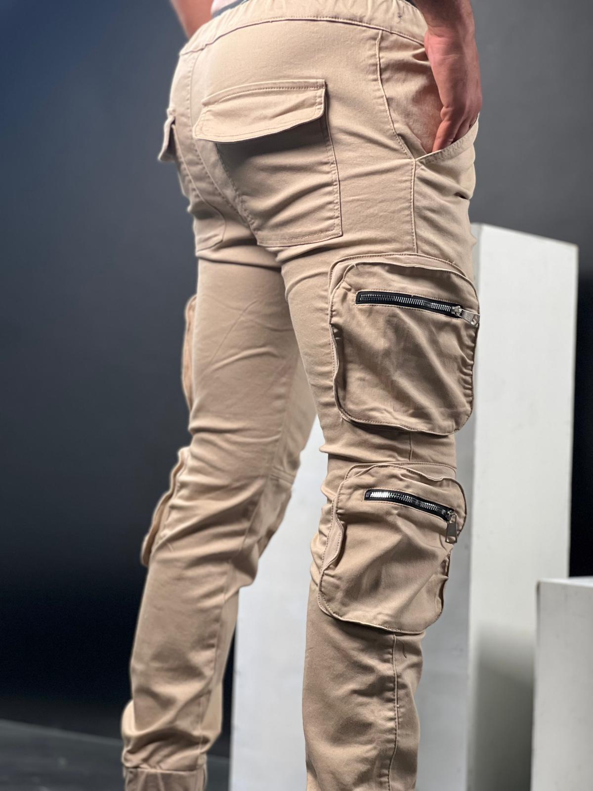 Brooklyn Patch Cargo Pants - Beige BNS-69