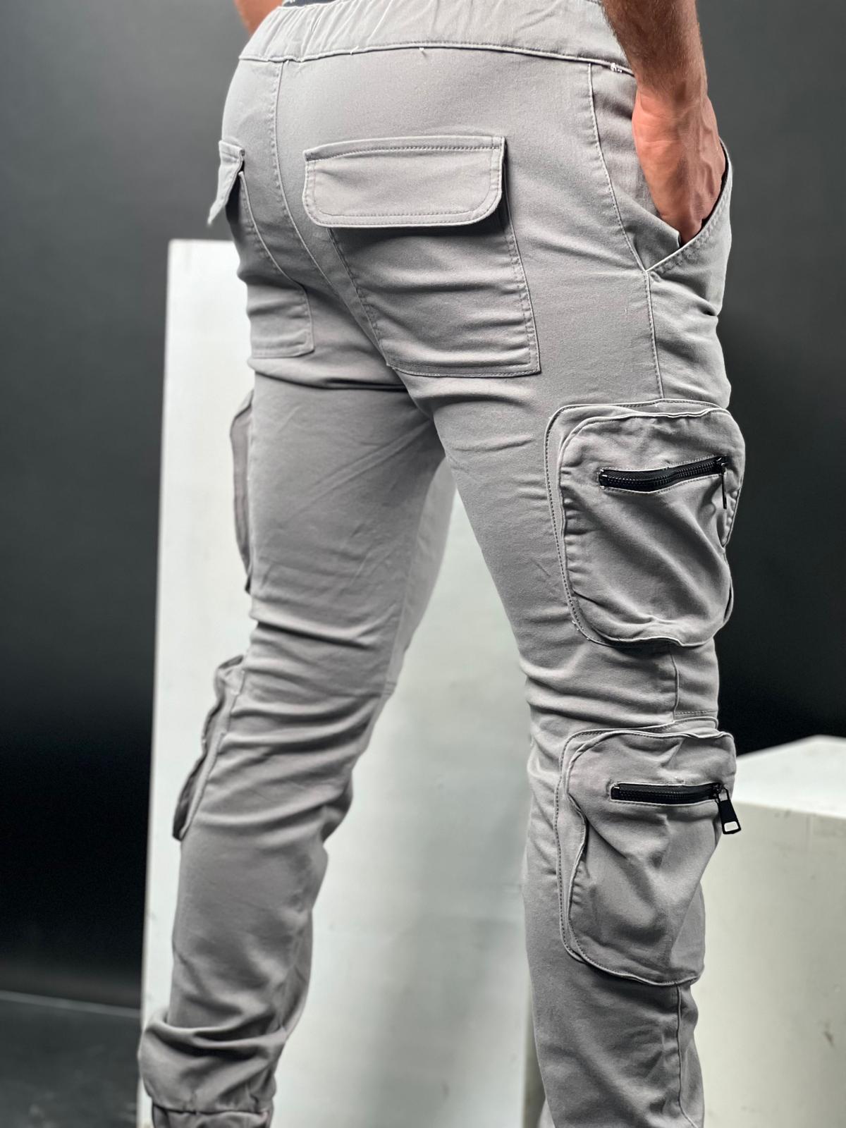 Brooklyn Patch Cargo Pants, Grey -BNS-69