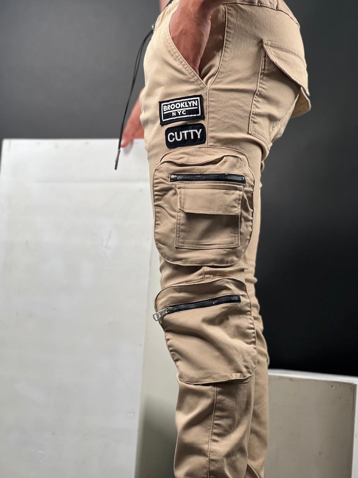 Brooklyn Patch Cargo Pants - Beige BNS-69