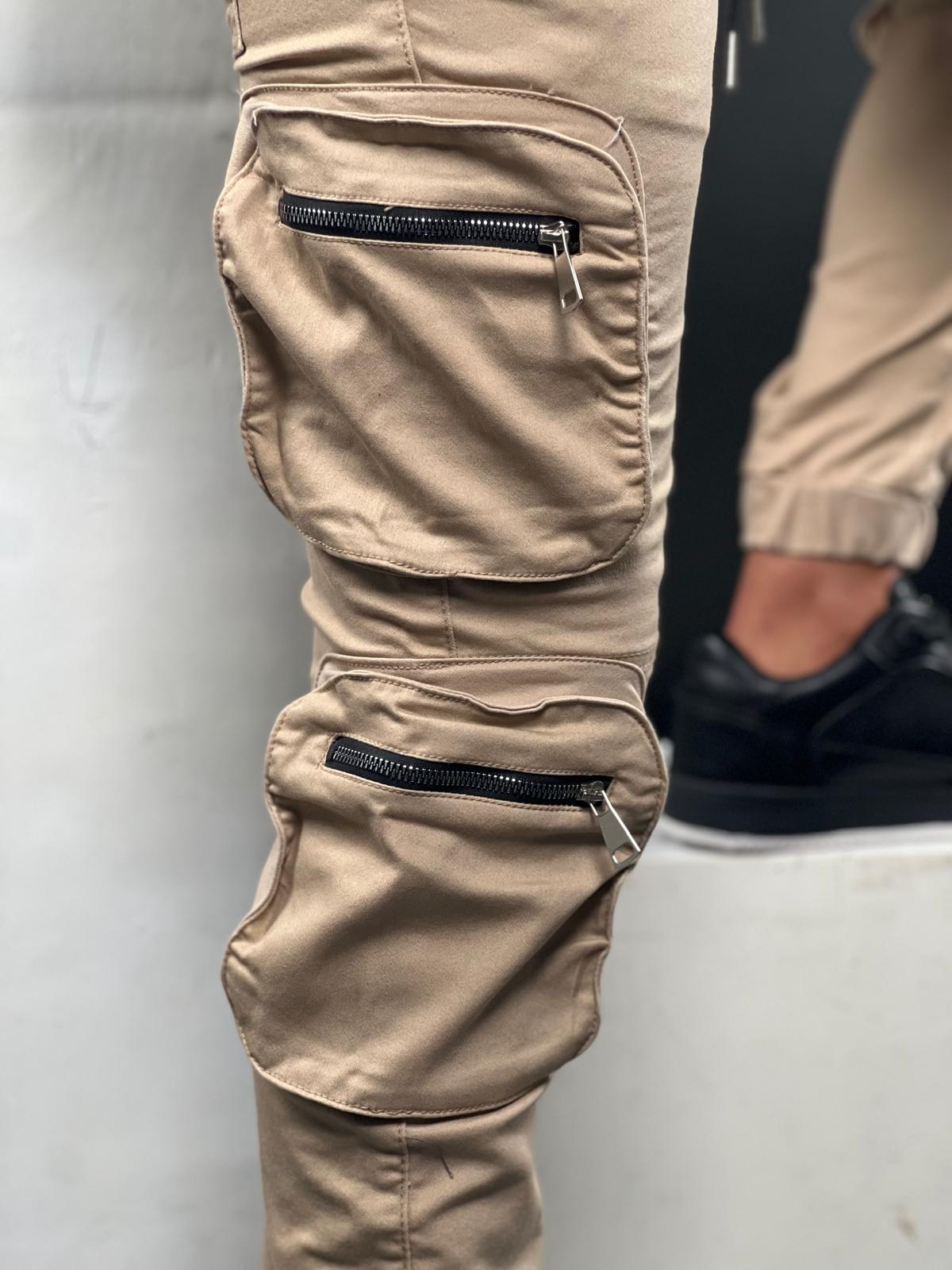 Brooklyn Patch Cargo Pants - Beige BNS-69
