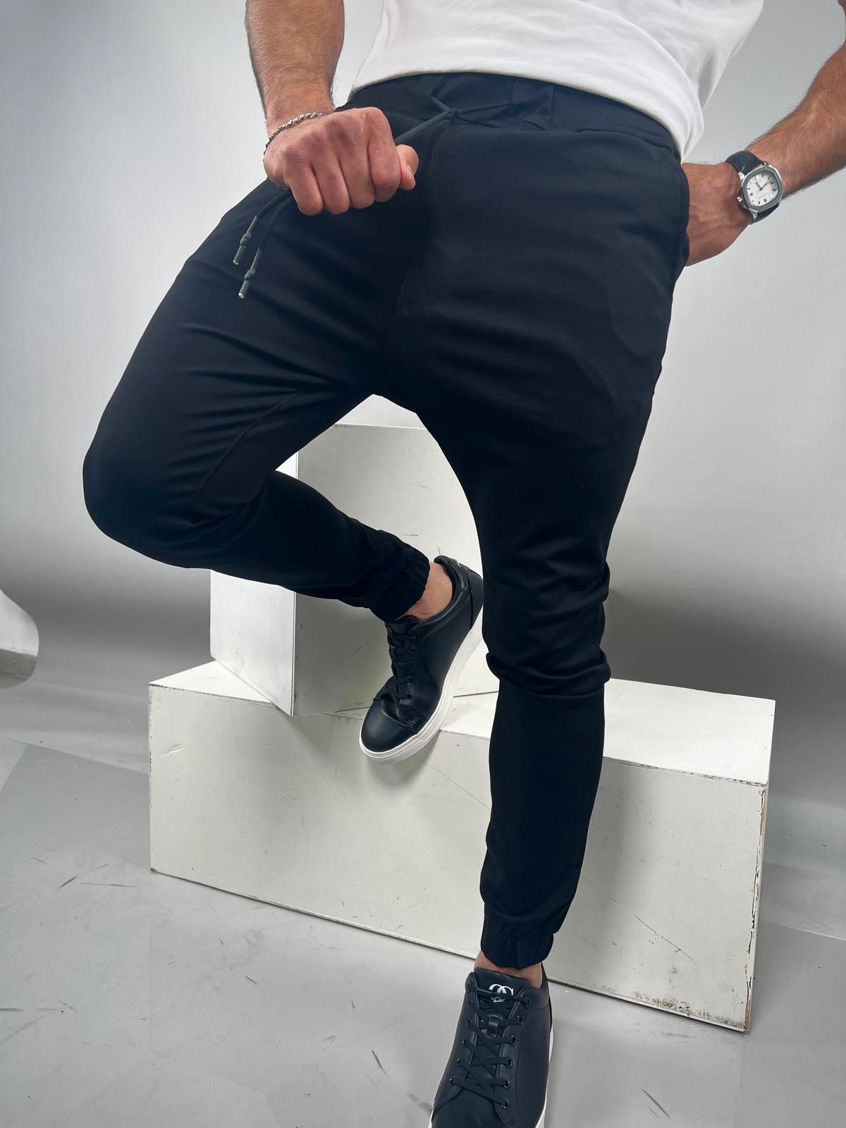 SWAG69 JS-691 jersey lycra joggers, Beige/Black - photo 8
