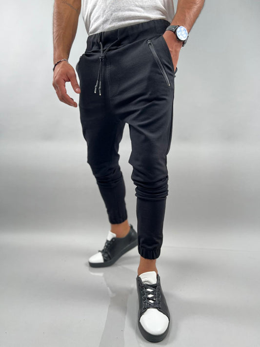 Jersey Lycra Joggers with Zipper Accents JS-692