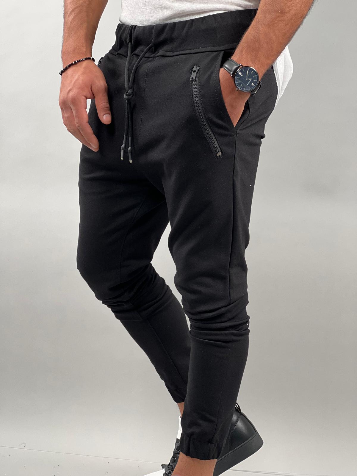 Jersey Lycra Joggers with Zipper Accents JS-692
