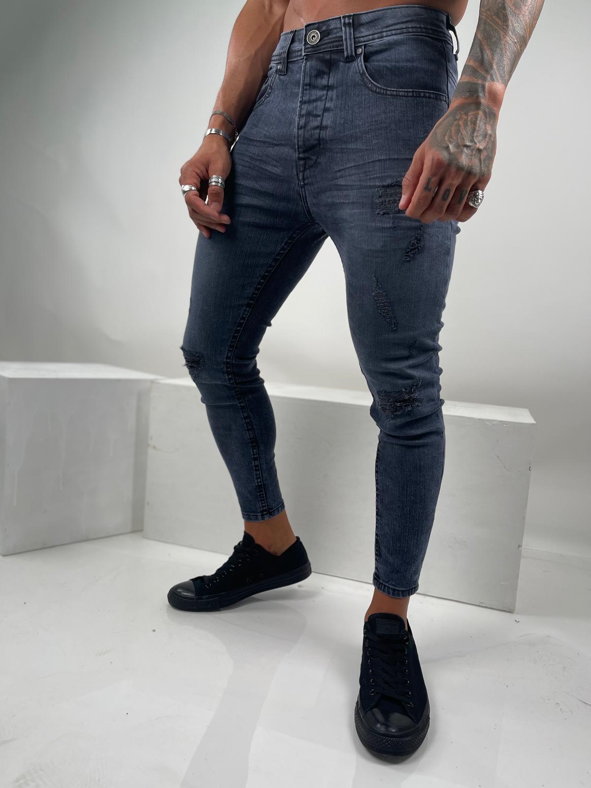 Distressed Dark Gray Skinny Jeans – S-165