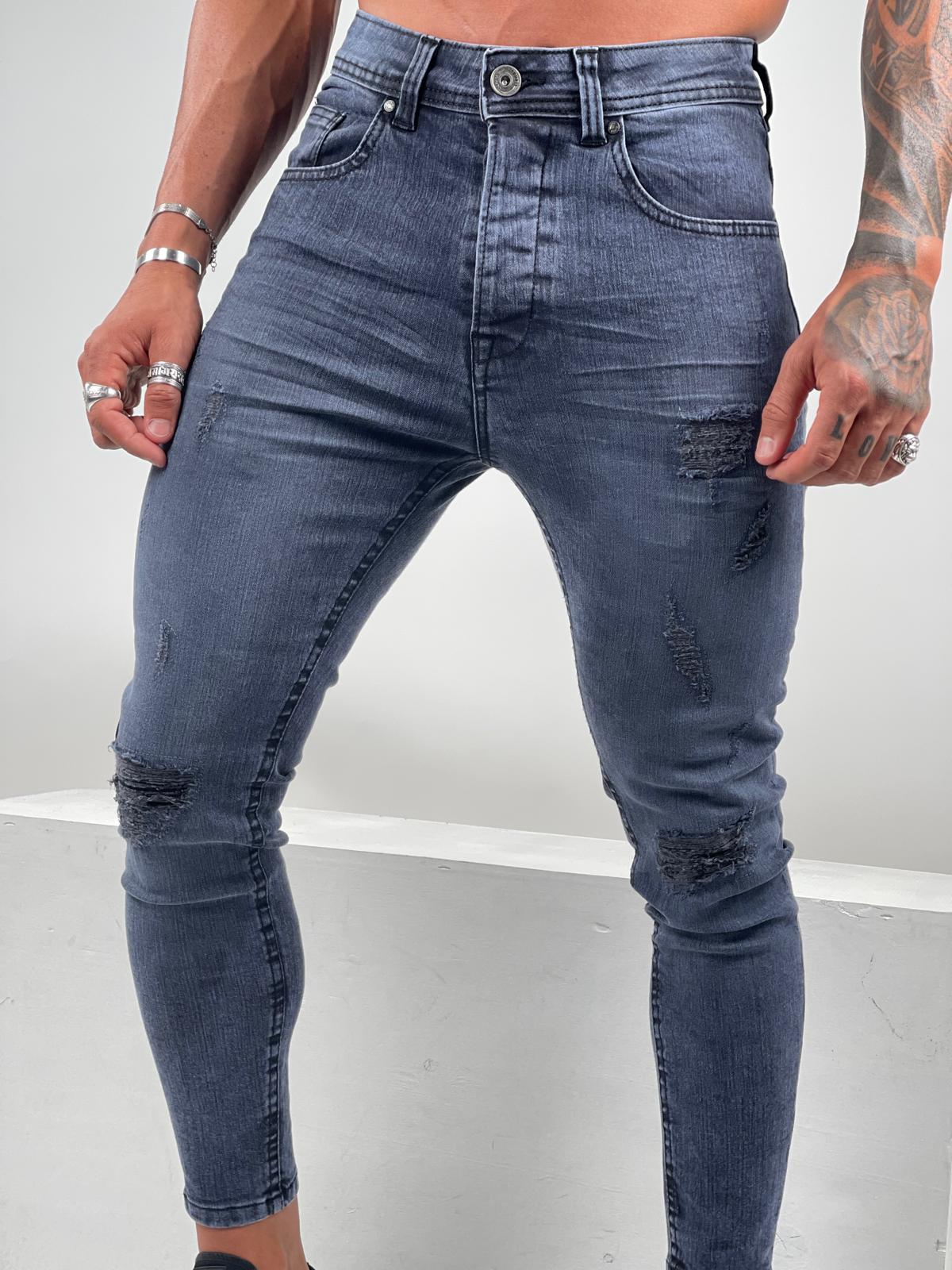 Distressed Dark Gray Skinny Jeans – S-165